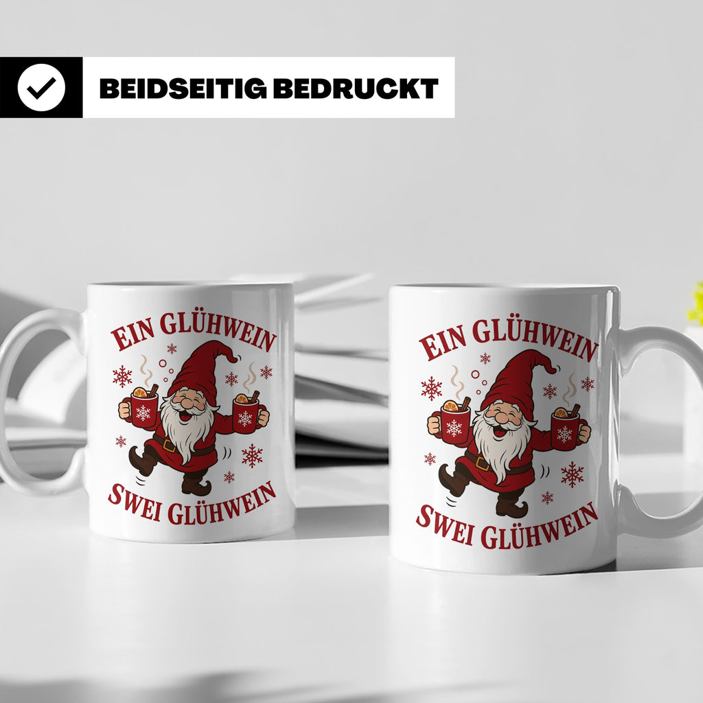 Tasse Ein Glühwein swei Glühwein - Lustige Weihnachtstasse W – Weiß [farbe:weiß]