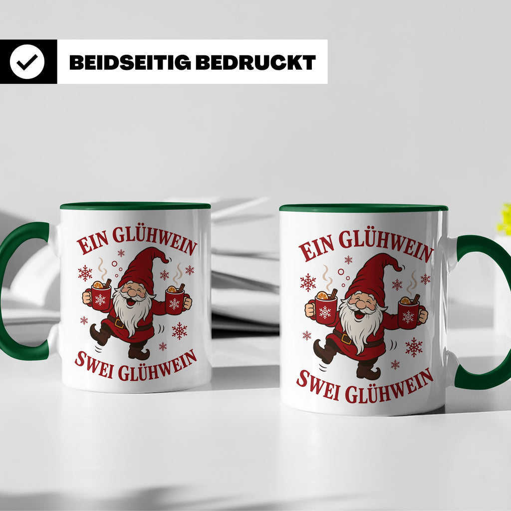 Tasse Ein Glühwein swei Glühwein - Lustige Weihnachtstasse W – Grün [farbe:grün]