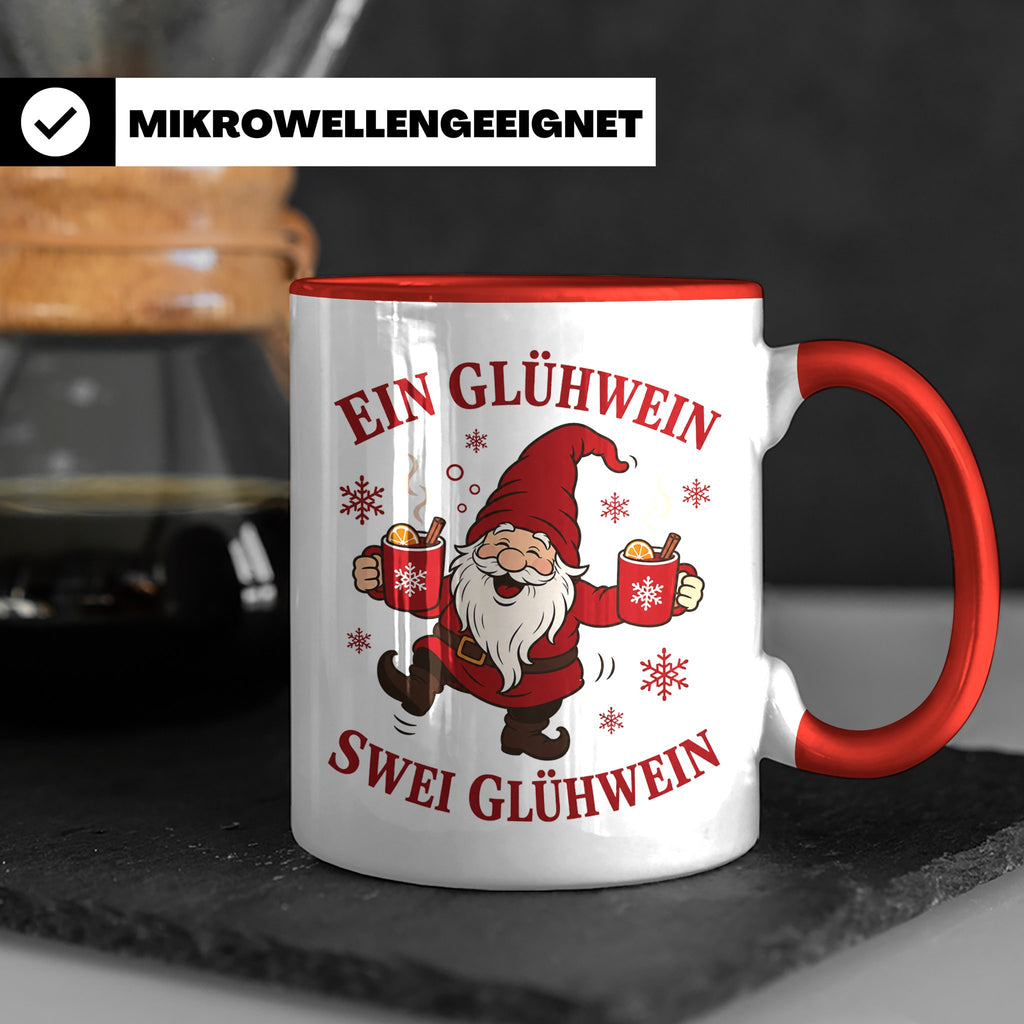 Tasse Ein Glühwein swei Glühwein - Lustige Weihnachtstasse W – Rot [farbe:rot]