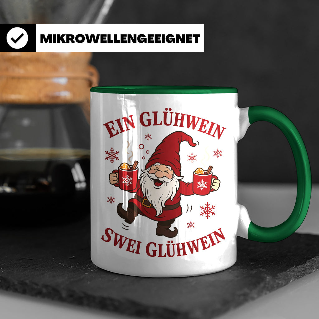 Tasse Ein Glühwein swei Glühwein - Lustige Weihnachtstasse W – Grün [farbe:grün]