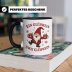 Tasse Ein Glühwein swei Glühwein - Lustige Weihnachtstasse W – Schwarz [farbe:schwarz]