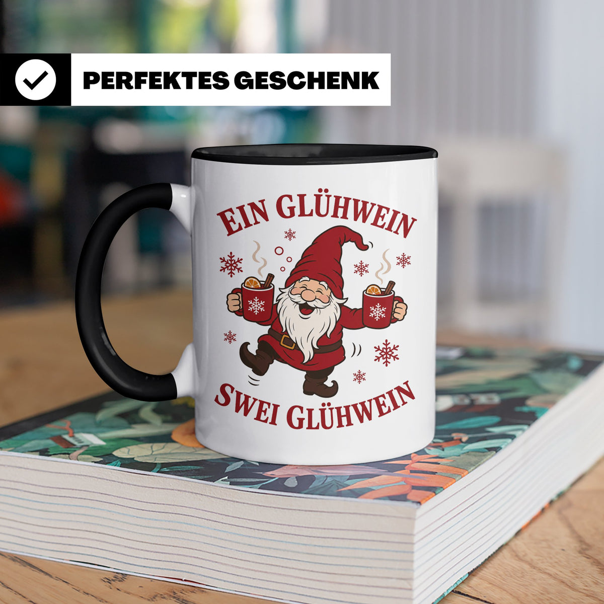 Tasse Ein Glühwein swei Glühwein - Lustige Weihnachtstasse W – Schwarz [farbe:schwarz]