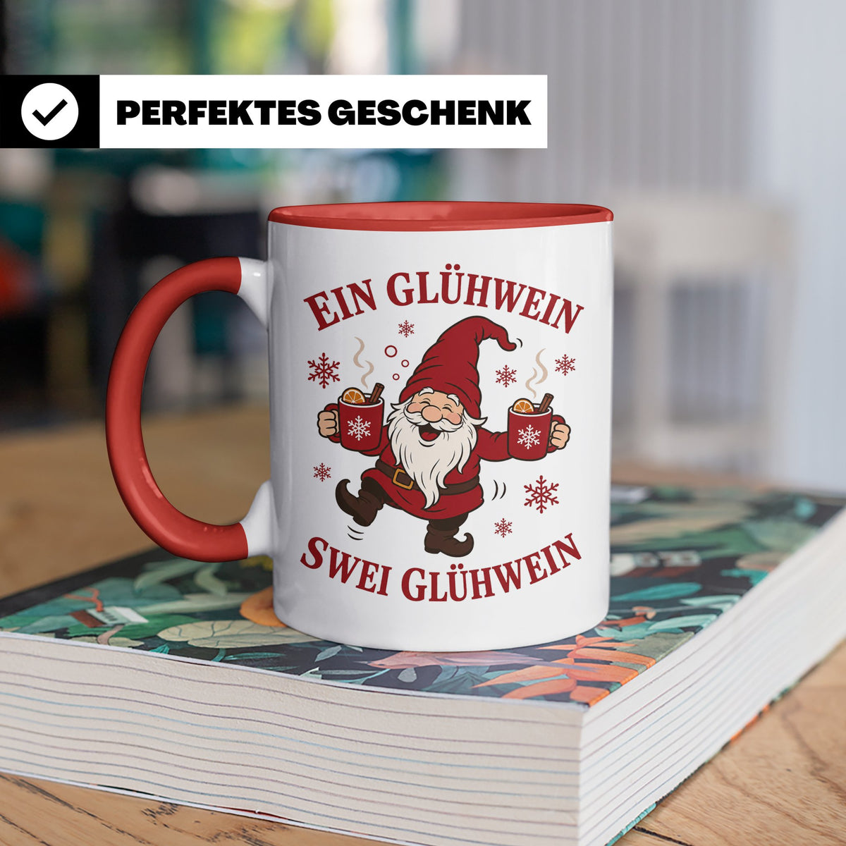 Tasse Ein Glühwein swei Glühwein - Lustige Weihnachtstasse W – Rot [farbe:rot]