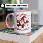 Tasse Ein Glühwein swei Glühwein - Lustige Weihnachtstasse W – Rosa [farbe:rosa]