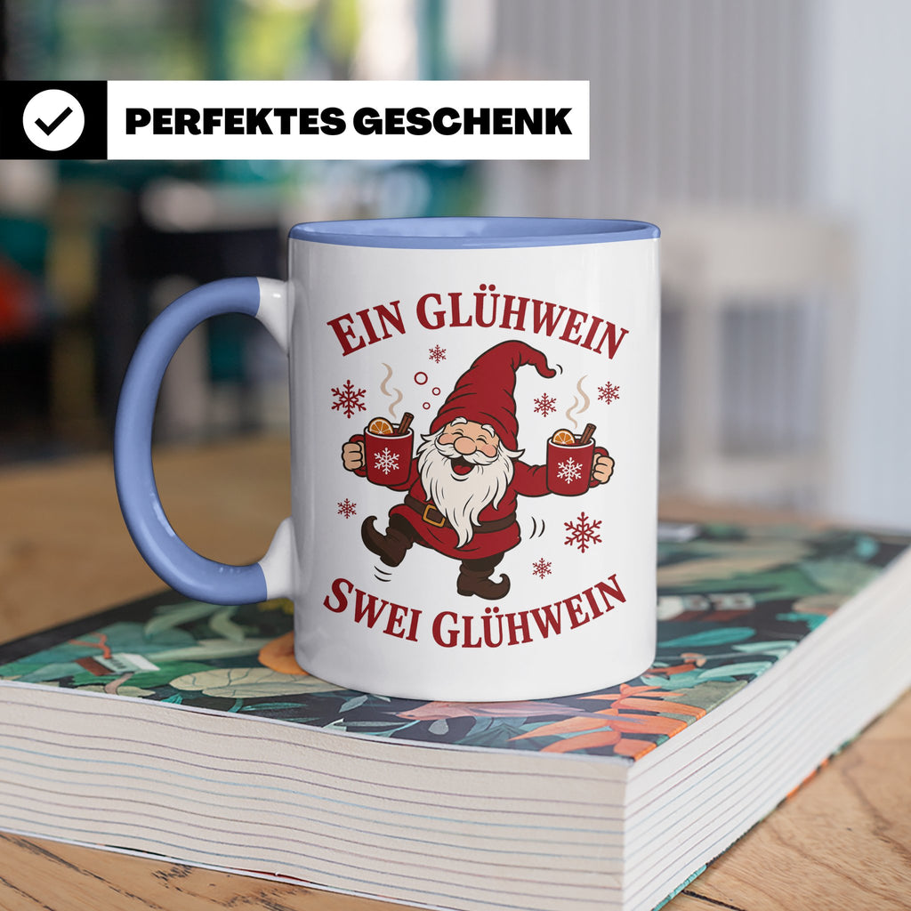 Tasse Ein Glühwein swei Glühwein - Lustige Weihnachtstasse W – Blau [farbe:blau]