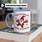 Tasse Ein Glühwein swei Glühwein - Lustige Weihnachtstasse W – Blau [farbe:blau]