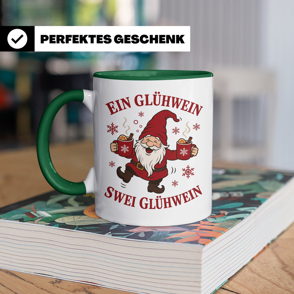Tasse Ein Glühwein swei Glühwein - Lustige Weihnachtstasse W – Grün [farbe:grün]