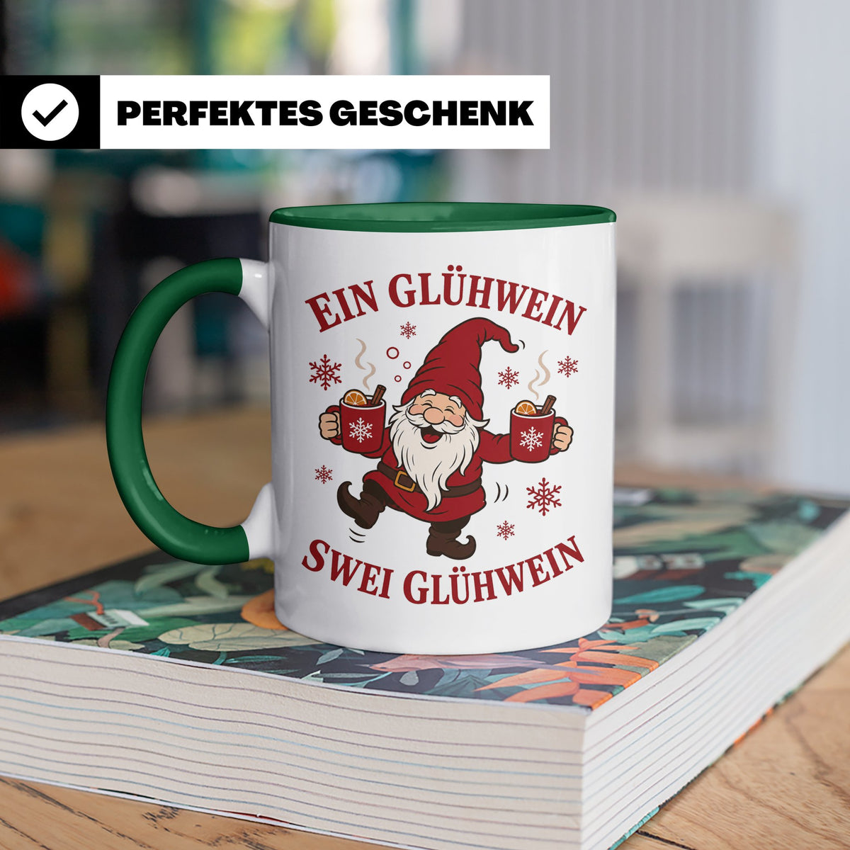 Tasse Ein Glühwein swei Glühwein - Lustige Weihnachtstasse W – Grün [farbe:grün]