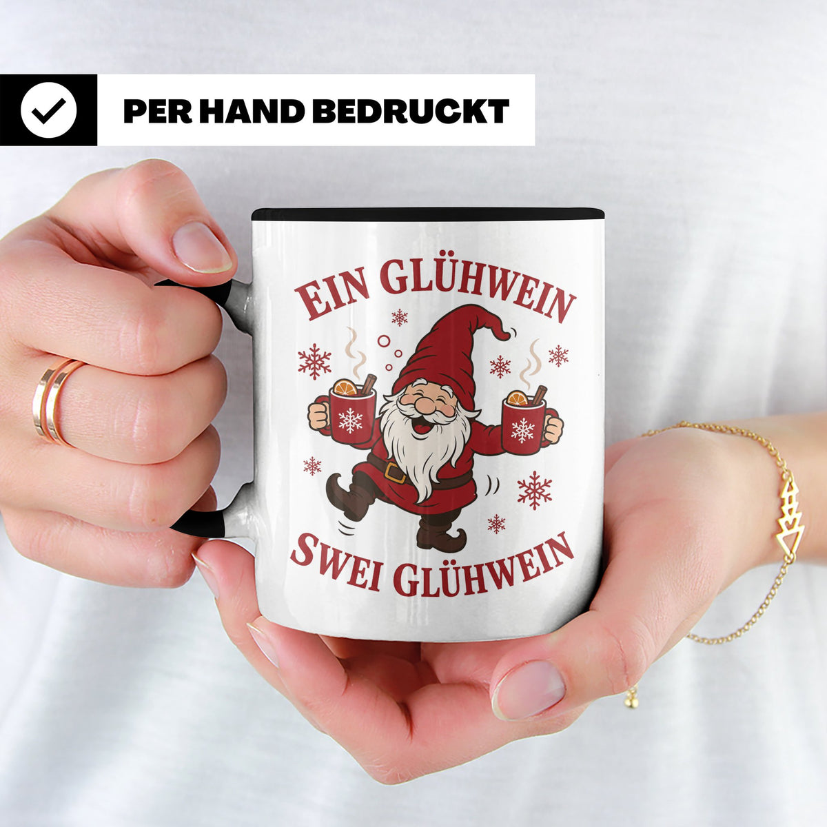 Tasse Ein Glühwein swei Glühwein - Lustige Weihnachtstasse W – Schwarz [farbe:schwarz]