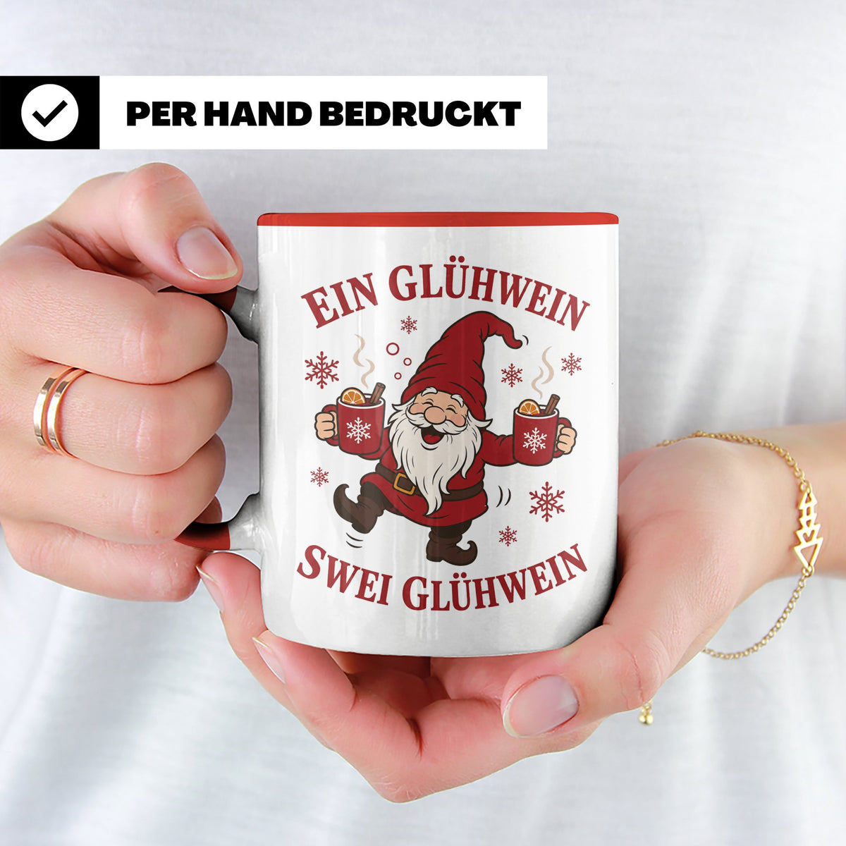 Tasse Ein Glühwein swei Glühwein - Lustige Weihnachtstasse W – Rot [farbe:rot]