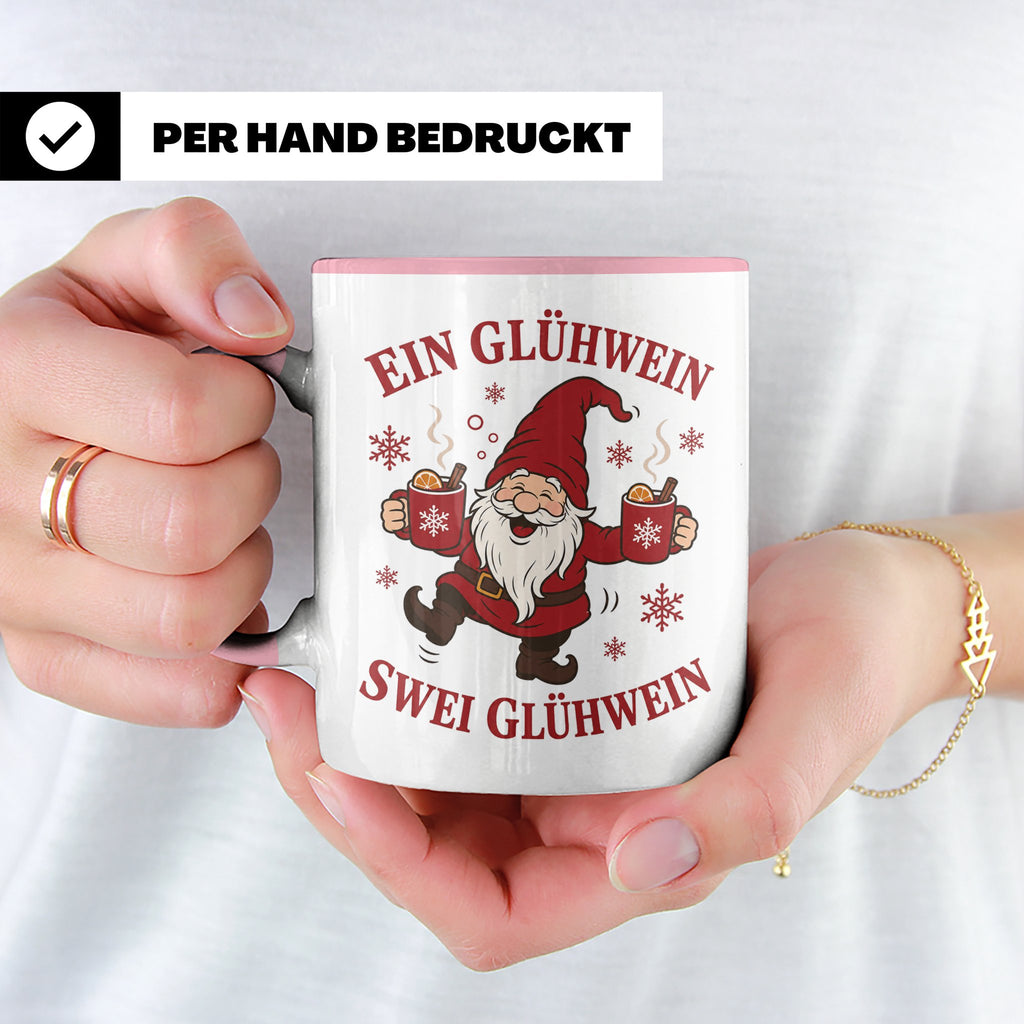 Tasse Ein Glühwein swei Glühwein - Lustige Weihnachtstasse W – Rosa [farbe:rosa]
