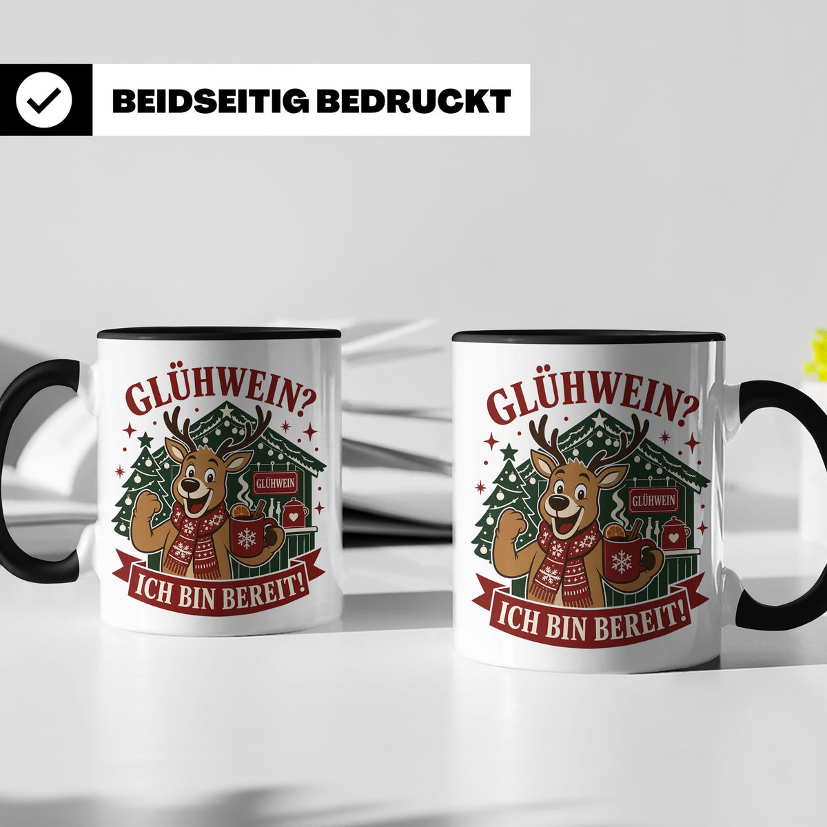 Glühwein Tasse Glühwein Ich bin bereit - Lustige Weihnachtst – Schwarz [farbe:schwarz]