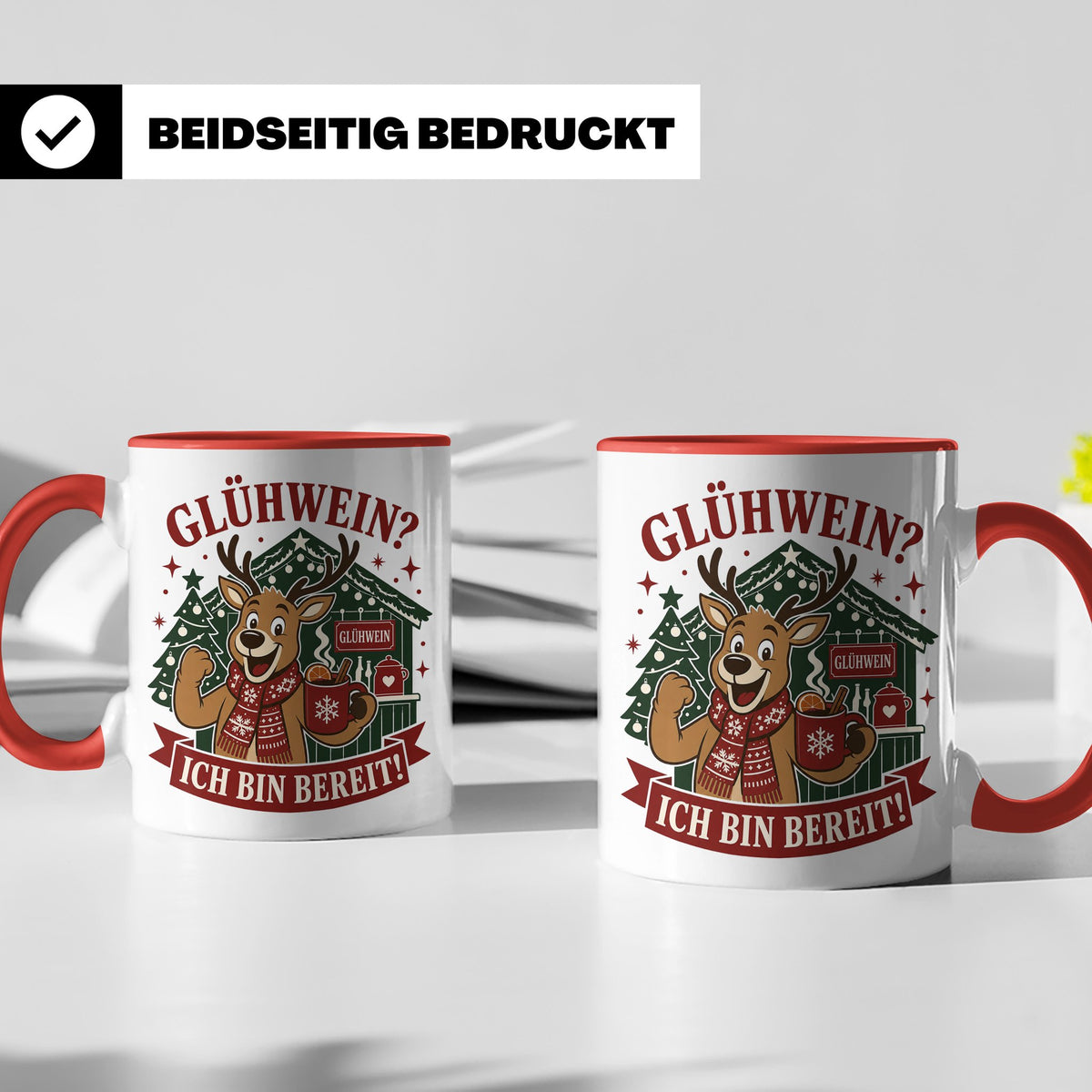 Glühwein Tasse Glühwein Ich bin bereit - Lustige Weihnachtst – Rot [farbe:rot]