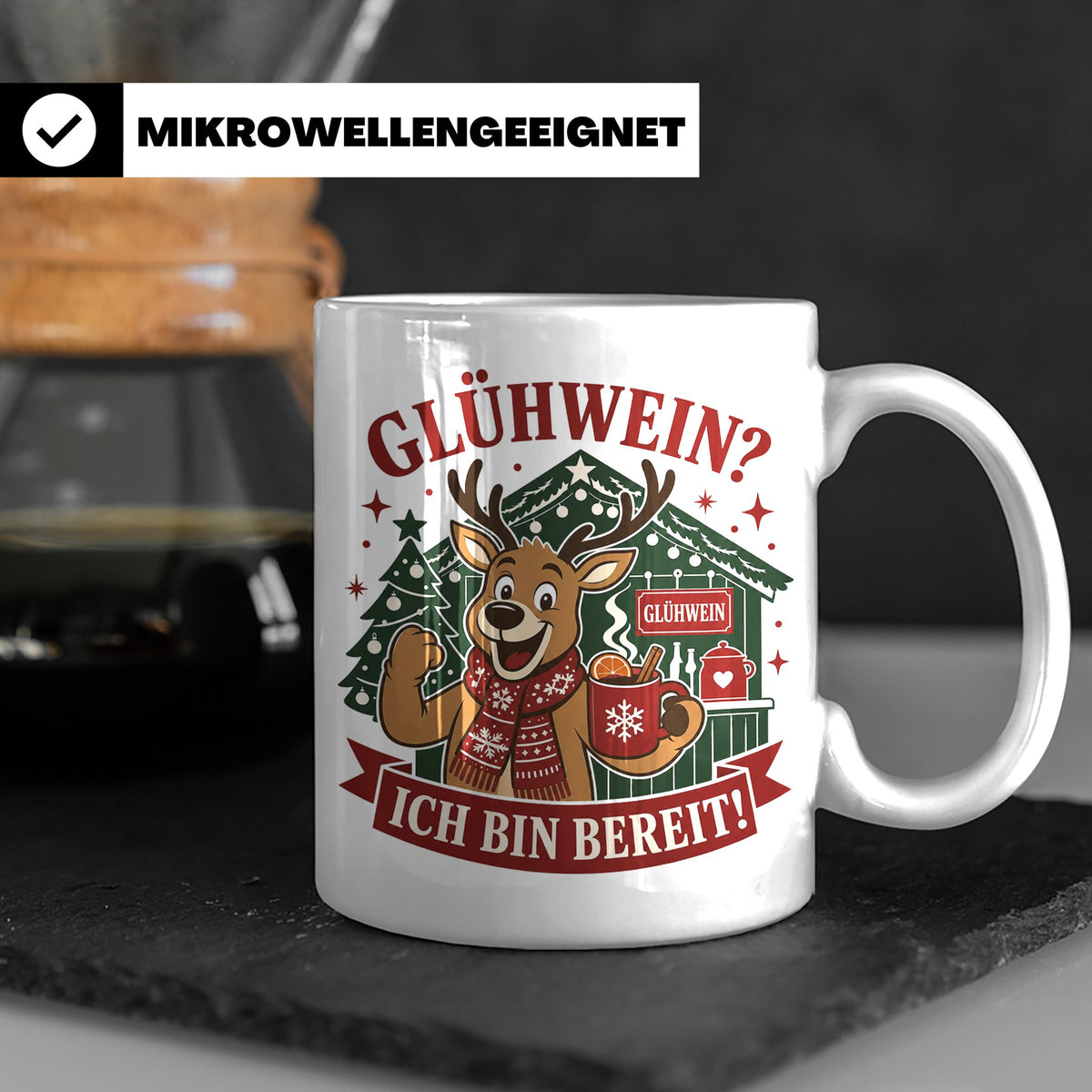 Glühwein Tasse Glühwein Ich bin bereit - Lustige Weihnachtst – Weiß [farbe:weiß]