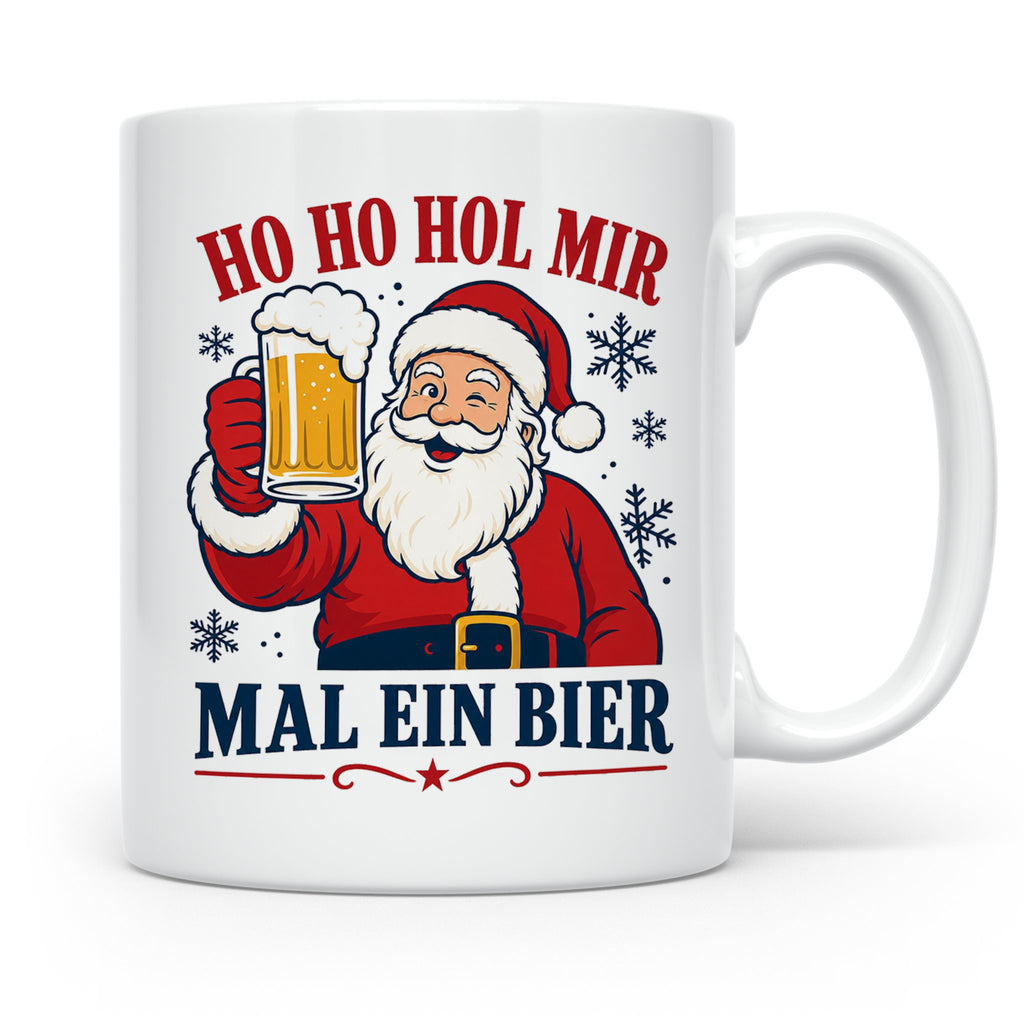 Weihnachtstasse Ho Ho Hol mir mal ein Bier - Lustige Tasse W – Weiß [farbe:weiß]