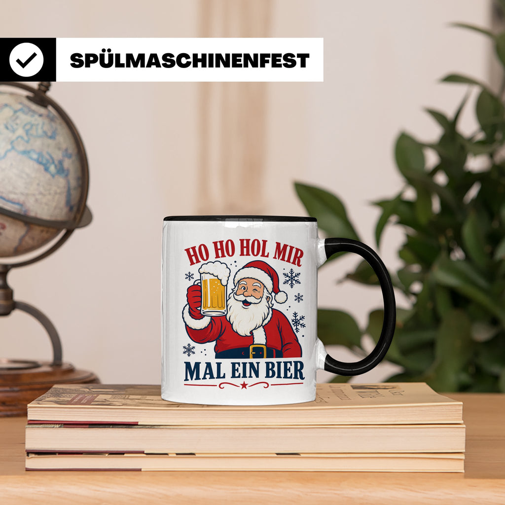 Weihnachtstasse Ho Ho Hol mir mal ein Bier - Lustige Tasse W – Schwarz [farbe:schwarz]