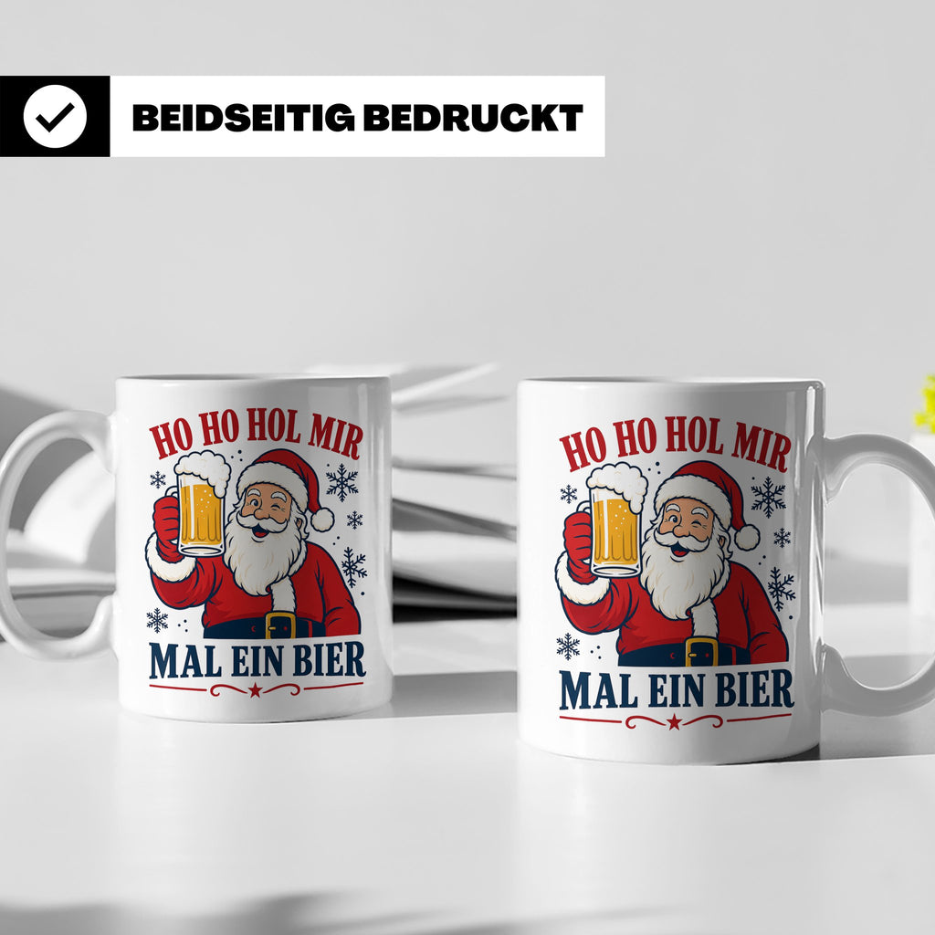Weihnachtstasse Ho Ho Hol mir mal ein Bier - Lustige Tasse W – Weiß [farbe:weiß]