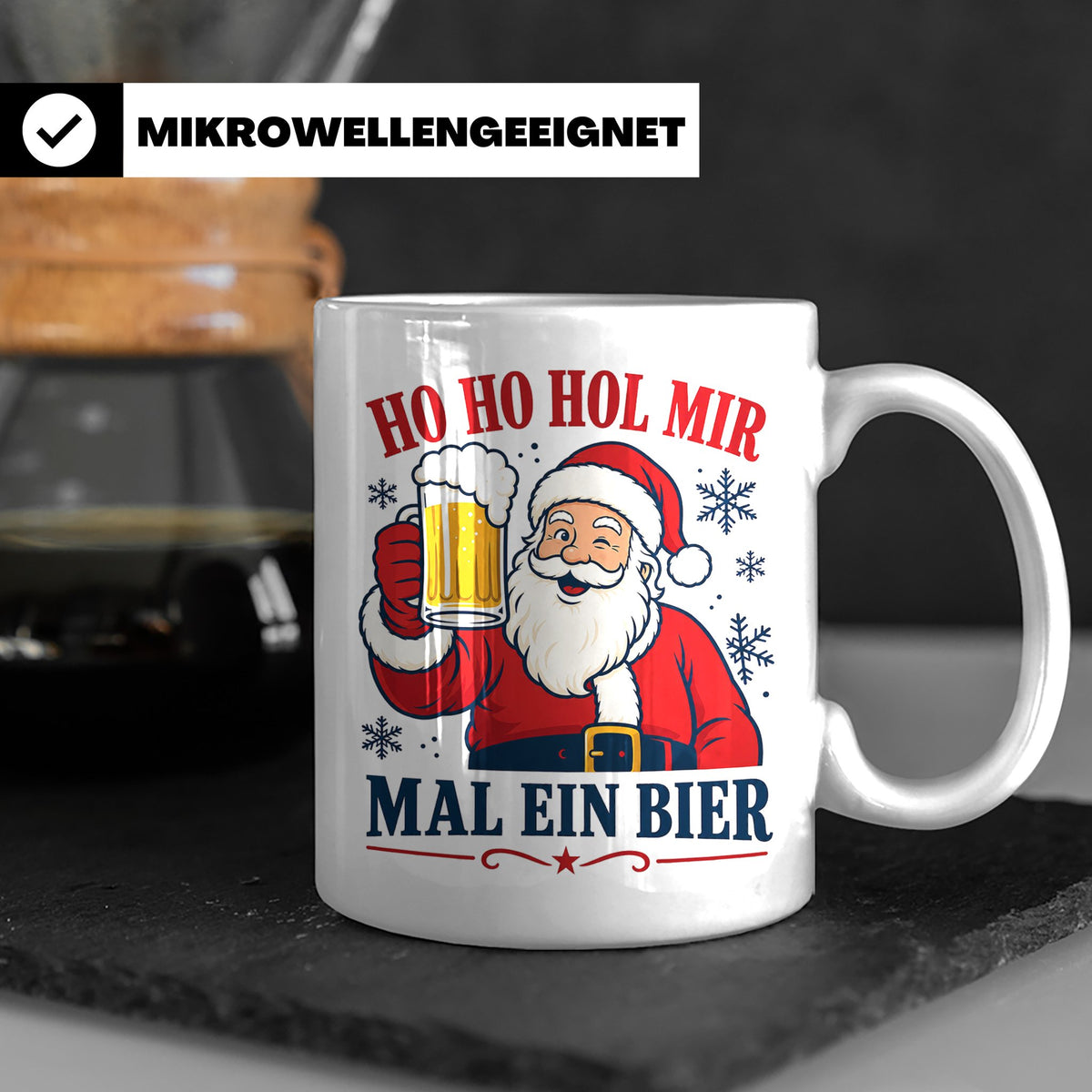 Weihnachtstasse Ho Ho Hol mir mal ein Bier - Lustige Tasse W – Weiß [farbe:weiß]