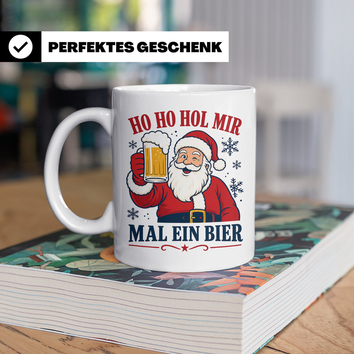 Weihnachtstasse Ho Ho Hol mir mal ein Bier - Lustige Tasse W – Weiß [farbe:weiß]