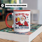 Weihnachtstasse Ho Ho Hol mir mal ein Bier - Lustige Tasse W – Rot [farbe:rot]