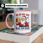 Weihnachtstasse Ho Ho Hol mir mal ein Bier - Lustige Tasse W – Rosa [farbe:rosa]