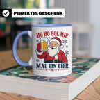 Weihnachtstasse Ho Ho Hol mir mal ein Bier - Lustige Tasse W – Blau [farbe:blau]