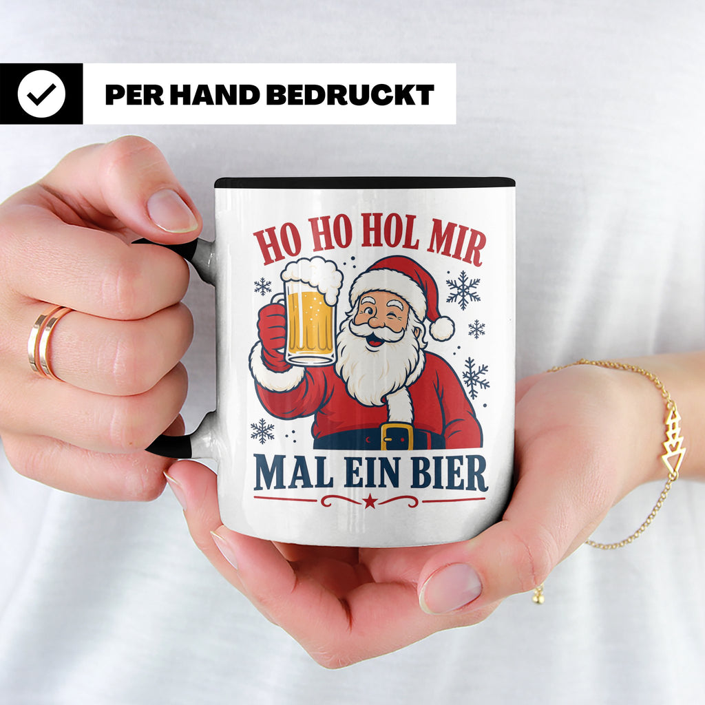 Weihnachtstasse Ho Ho Hol mir mal ein Bier - Lustige Tasse W – Schwarz [farbe:schwarz]