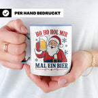 Weihnachtstasse Ho Ho Hol mir mal ein Bier - Lustige Tasse W – Blau [farbe:blau]