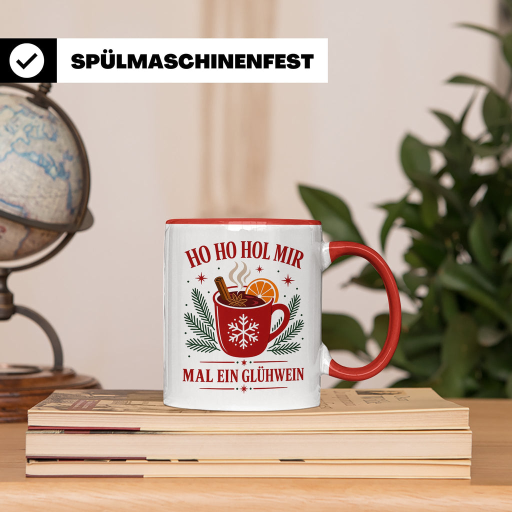 Glühwein Tasse Ho Ho Hol mir mal ein Glühwein - Lustige Weih – Rot [farbe:rot]