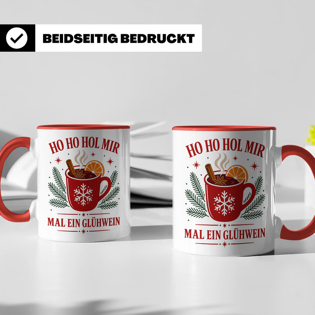 Glühwein Tasse Ho Ho Hol mir mal ein Glühwein - Lustige Weih – Rot [farbe:rot]