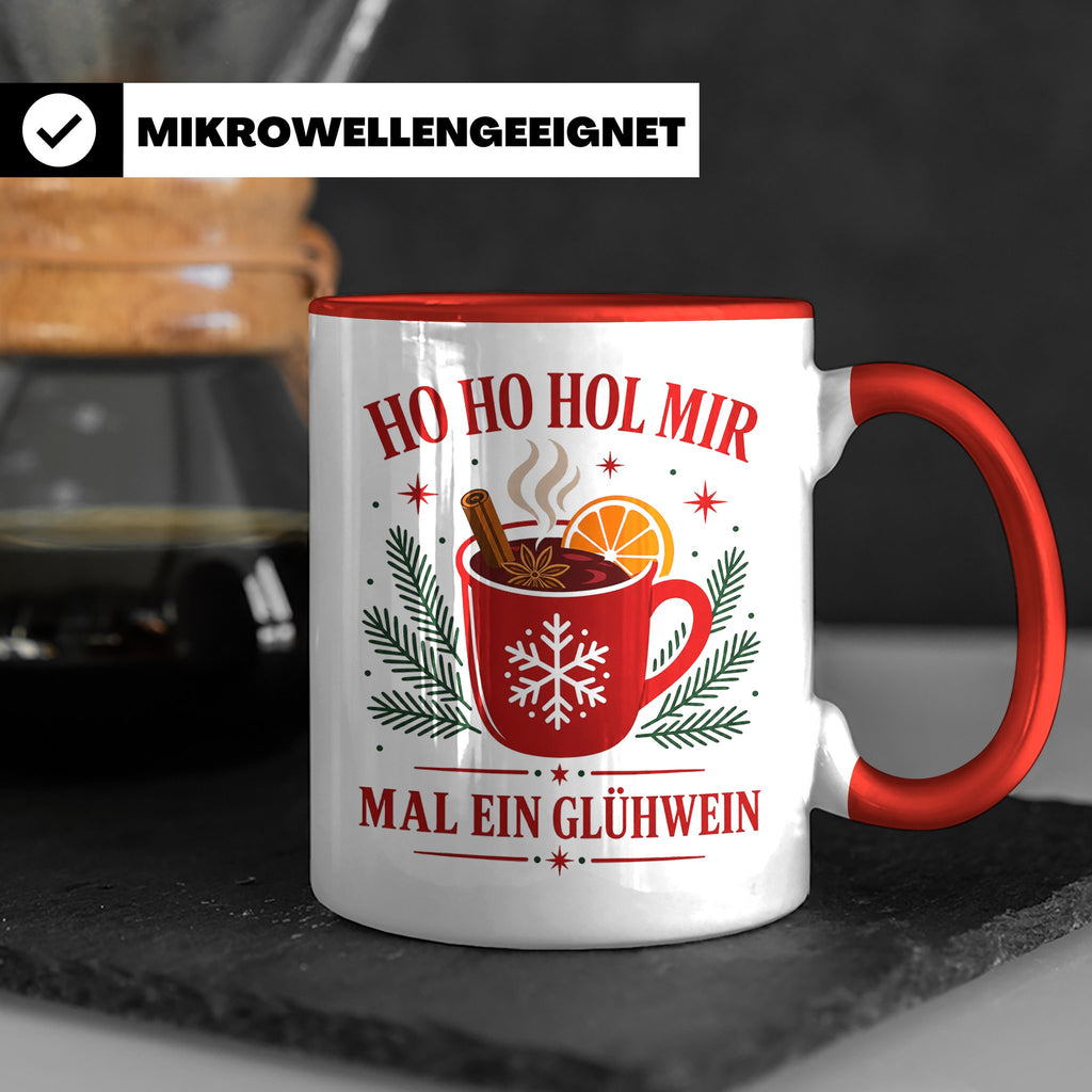 Glühwein Tasse Ho Ho Hol mir mal ein Glühwein - Lustige Weih – Rot [farbe:rot]