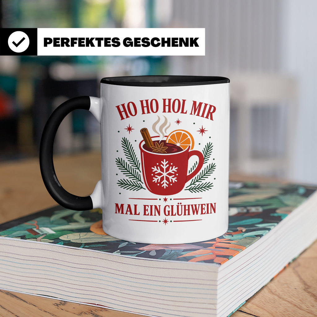 Glühwein Tasse Ho Ho Hol mir mal ein Glühwein - Lustige Weih – Schwarz [farbe:schwarz]