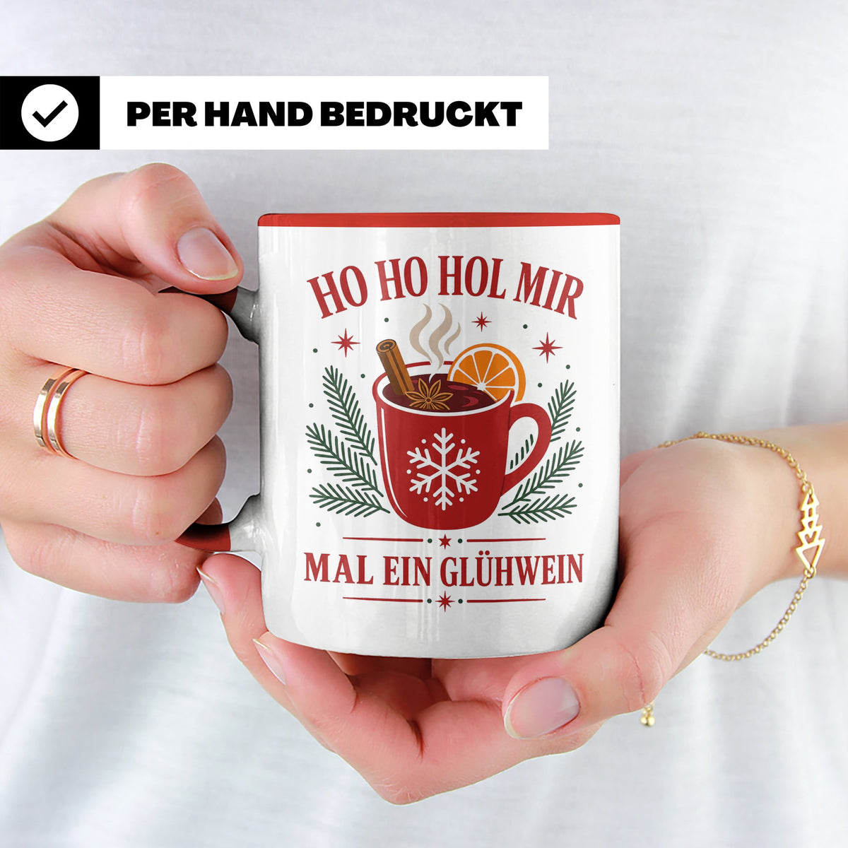 Glühwein Tasse Ho Ho Hol mir mal ein Glühwein - Lustige Weih – Rot [farbe:rot]