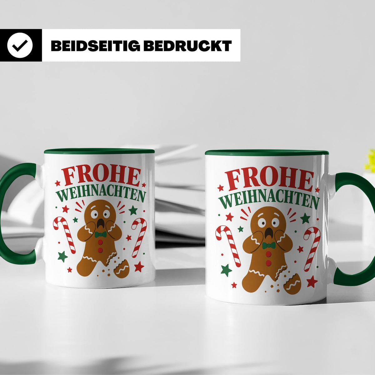 Weihnachtstasse Lebkuchenmann Frohe Weihnachten - Lustige Ta – Grün [farbe:grün]