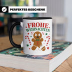 Weihnachtstasse Lebkuchenmann Frohe Weihnachten - Lustige Ta – Schwarz [farbe:schwarz]