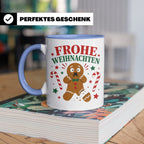 Weihnachtstasse Lebkuchenmann Frohe Weihnachten - Lustige Ta – Blau [farbe:blau]