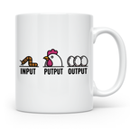 Hühner Tasse Input Output - Wurm Ei Kreislauf Bauernhof Land – Weiß [farbe:weiß]