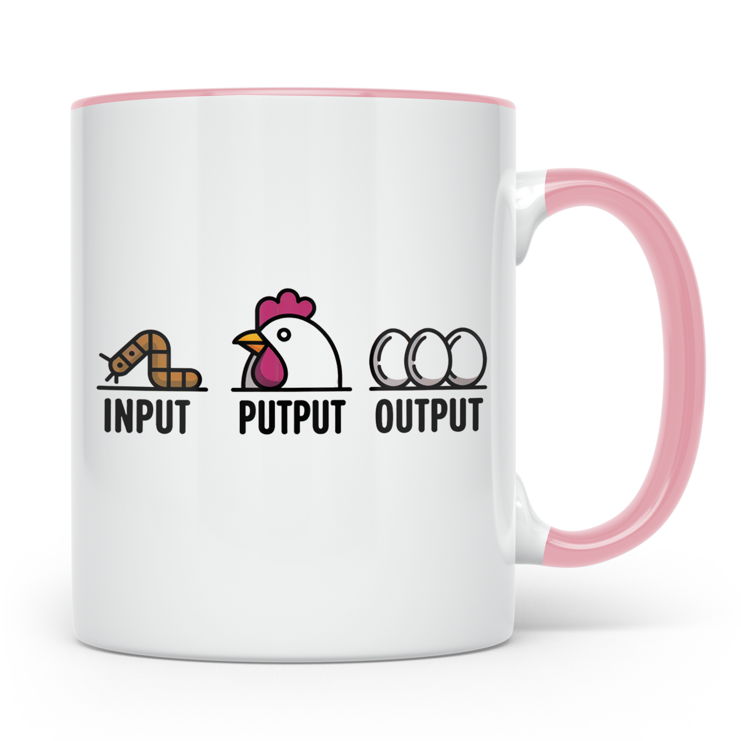 Hühner Tasse Input Output - Wurm Ei Kreislauf Bauernhof Land – Rosa [farbe:rosa]