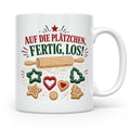 Weihnachtstasse Auf die Plätzchen fertig los - Lustige Tasse – Weiß [farbe:weiß]