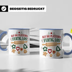 Weihnachtstasse Auf die Plätzchen fertig los - Lustige Tasse – Blau [farbe:blau]