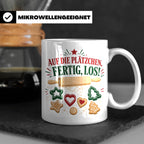 Weihnachtstasse Auf die Plätzchen fertig los - Lustige Tasse – Weiß [farbe:weiß]