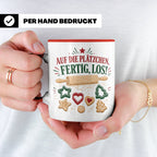Weihnachtstasse Auf die Plätzchen fertig los - Lustige Tasse – Rot [farbe:rot]