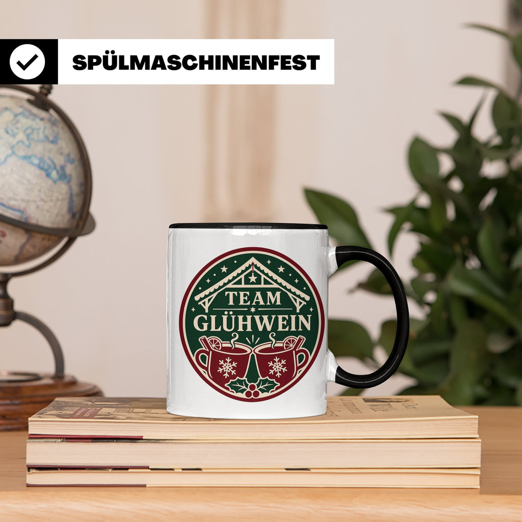 Glühwein Tasse Team Glühwein - Weihnachtstasse Weihnachtsmar – Schwarz [farbe:schwarz]