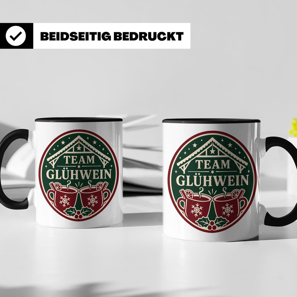 Glühwein Tasse Team Glühwein - Weihnachtstasse Weihnachtsmar – Schwarz [farbe:schwarz]