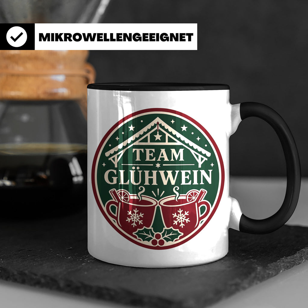 Glühwein Tasse Team Glühwein - Weihnachtstasse Weihnachtsmar – Schwarz [farbe:schwarz]