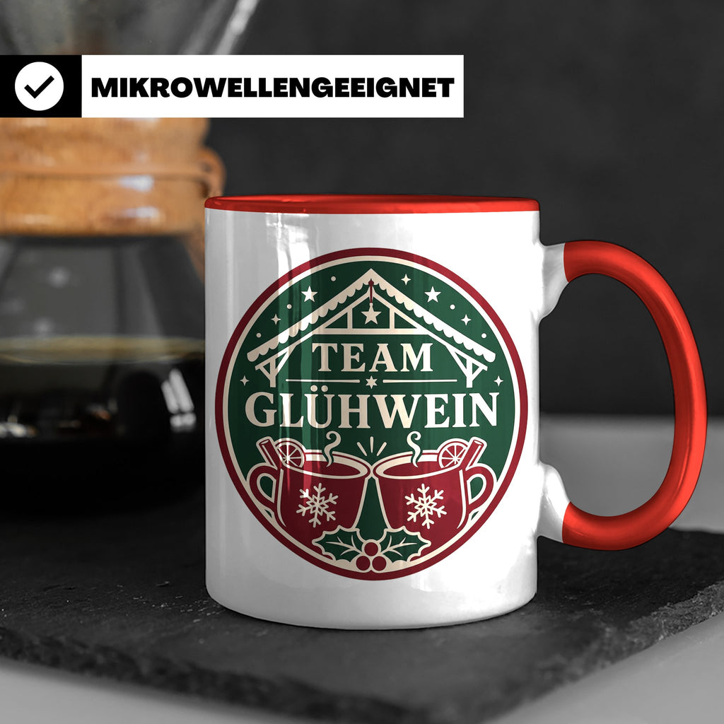 Glühwein Tasse Team Glühwein - Weihnachtstasse Weihnachtsmar – Rot [farbe:rot]