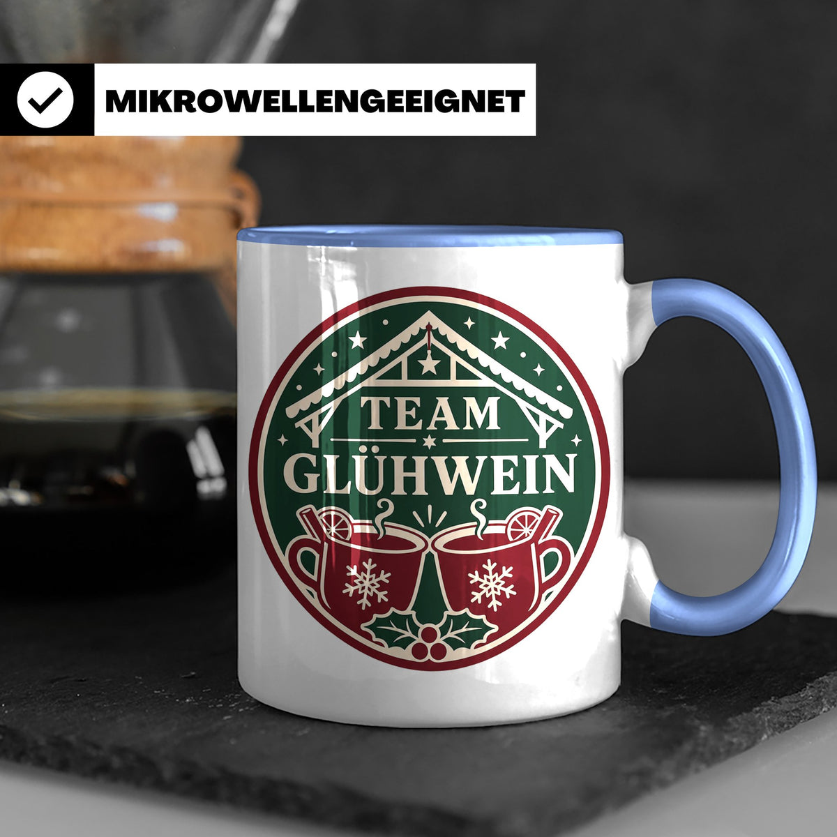 Glühwein Tasse Team Glühwein - Weihnachtstasse Weihnachtsmar – Blau [farbe:blau]