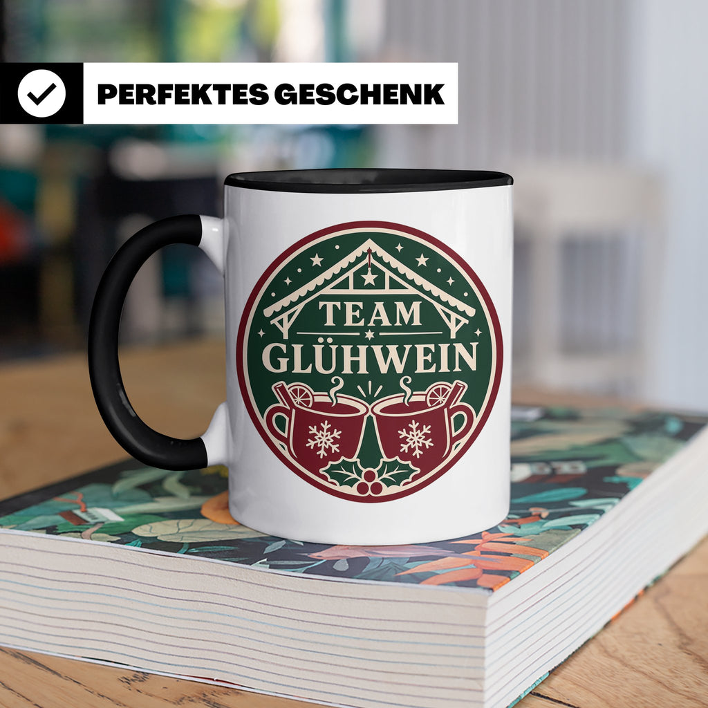 Glühwein Tasse Team Glühwein - Weihnachtstasse Weihnachtsmar – Schwarz [farbe:schwarz]