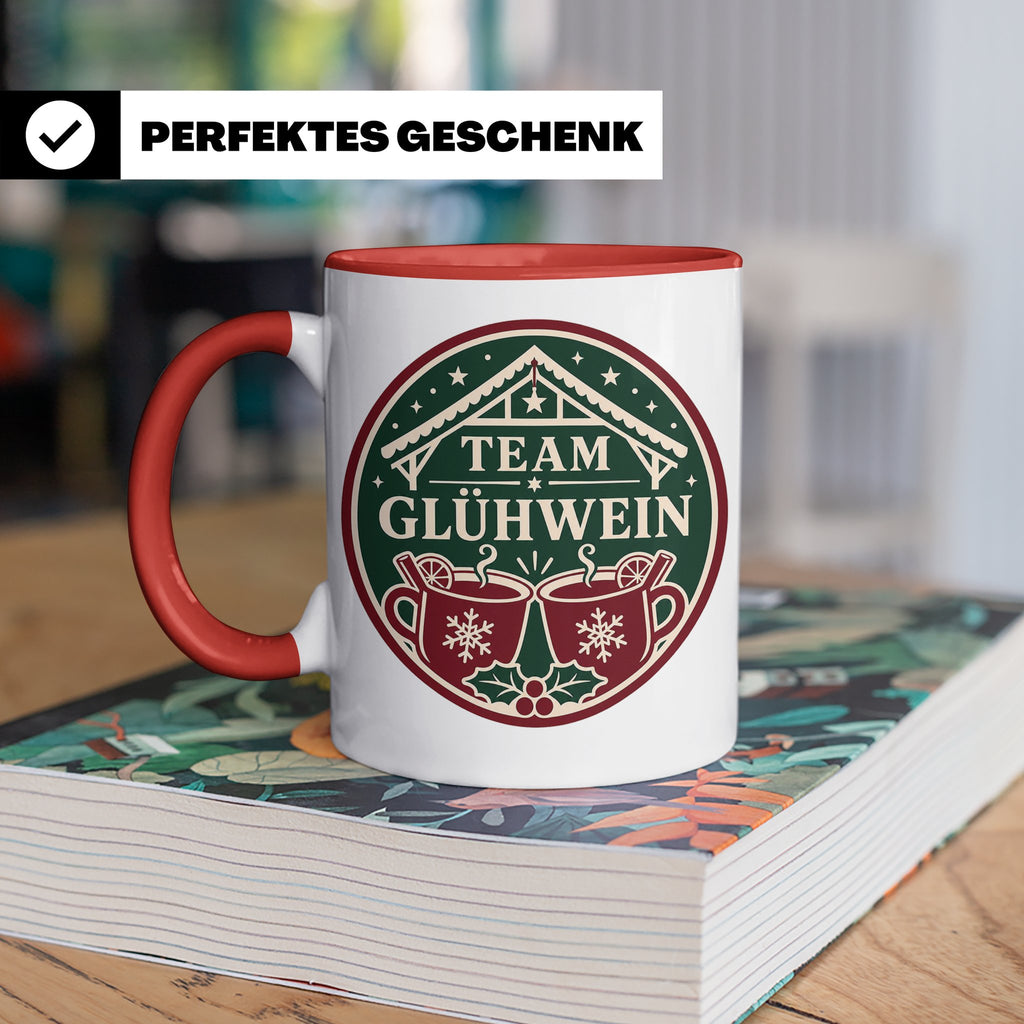 Glühwein Tasse Team Glühwein - Weihnachtstasse Weihnachtsmar – Rot [farbe:rot]