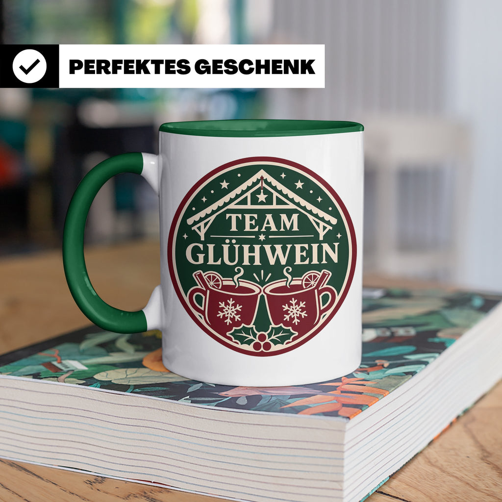 Glühwein Tasse Team Glühwein - Weihnachtstasse Weihnachtsmar – Grün [farbe:grün]